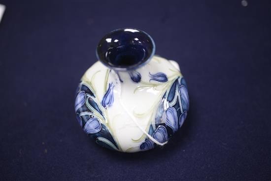 A Moorcroft Macintyre Florian ware squat bulbous vase, decorated with blue harebells, 8.5cm